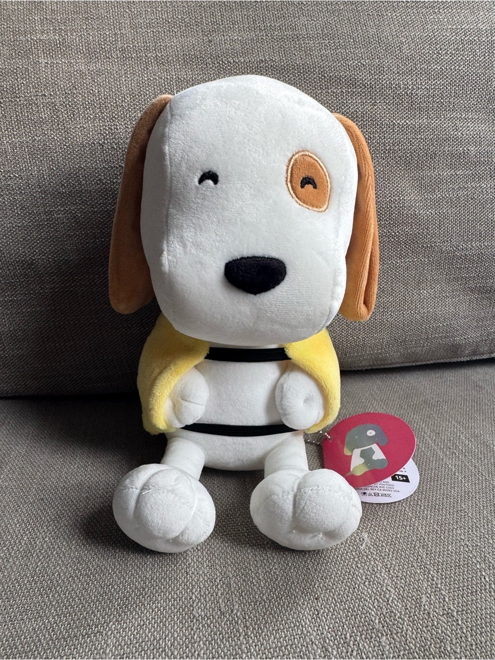 Plush Dog Toy in White, Brown & Yellow Cape